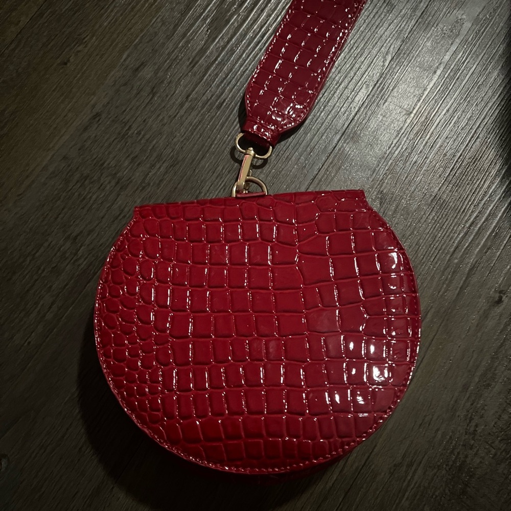 Forever 21 Red Croc-Embossed Clutch